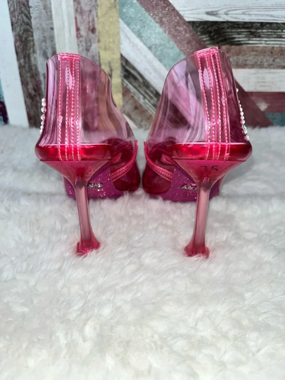 Barbie X Aldo Fuchsia Pink Heels Shoes Mattel Rhinestones NWOB Princess Prom 6.5